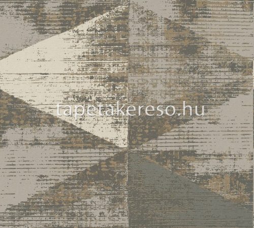 AS Creation Geo Effect vlies anyagú zöld, szürke, barna színű koptatott, geometriai modern tapéta