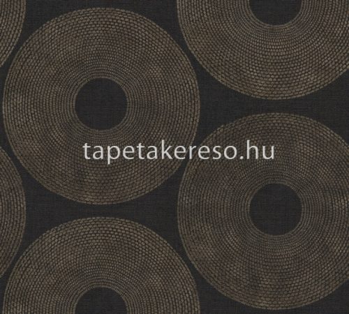 AS Creation Black is Beautiful vinyl, vlies anyagú fekete, barna színű körös modern tapéta