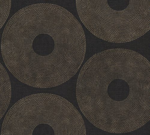 AS Creation Black is Beautiful vinyl, vlies anyagú fekete, barna színű körös modern tapéta