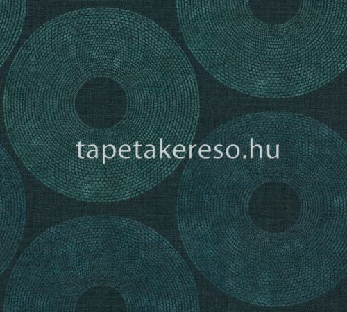 AS Creation Desert Lodge vinyl, vlies anyagú szürke, zöld, türkiz színű körös, geometriai modern tapéta