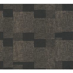   AS Creation Black is Beautiful vinyl, vlies anyagú fekete, barna színű geometriai, kockás modern tapéta