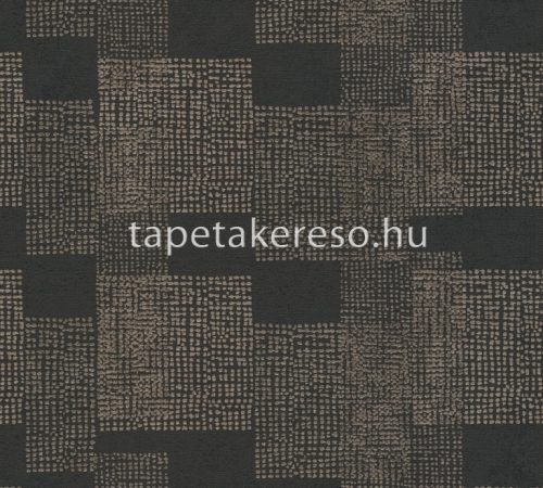 AS Creation Black is Beautiful vinyl, vlies anyagú fekete, barna színű geometriai, kockás modern tapéta