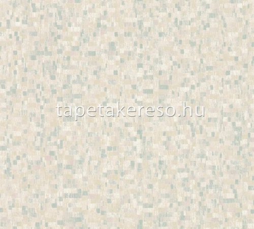 AS Creation Geo Effect vlies anyagú beige, türkiz színű kockás, geometriai modern tapéta