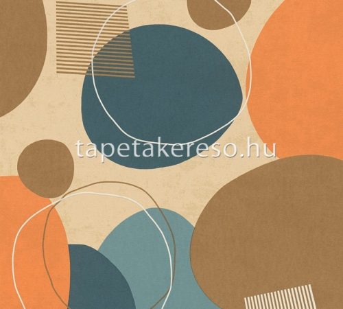 AS Creation Geo Effect vlies anyagú narancssárga, barna, kék, fehér színű körös, geometriai modern tapéta