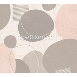   AS Creation Geo Effect vlies anyagú beige, szürke, rózsaszín, ezüst színű körös, geometriai modern tapéta