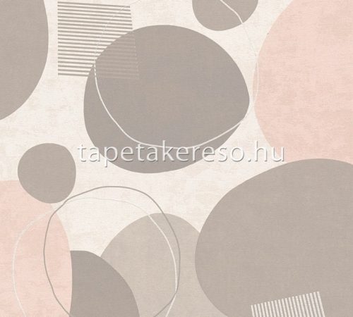 AS Creation Geo Effect vlies anyagú beige, szürke, rózsaszín, ezüst színű körös, geometriai modern tapéta