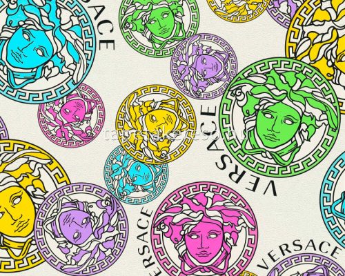 AS Creation Versace 5 vinyl, vlies anyagú fehér, lila, zöld, sárga, rózsaszín színű versace modern tapéta