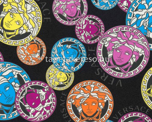 AS Creation Versace 5 vinyl, vlies anyagú fekete, kék, narancssárga, lila színű versace modern tapéta