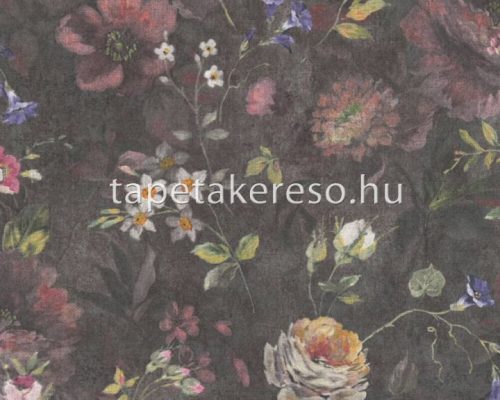 AS Creation Natural Living vlies, vinyl anyagú fekete, sárga, piros, zöld, fehér színű virágos romantikus tapéta