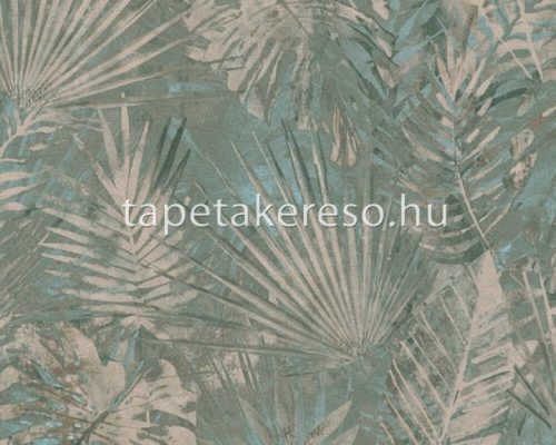 AS Creation Natural Living vlies, vinyl anyagú barna, zöld színű leveles modern tapéta