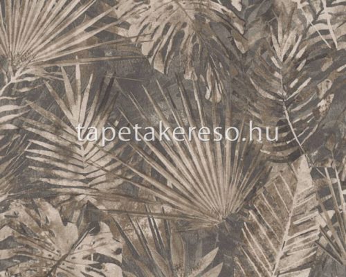 AS Creation Natural Living vlies, vinyl anyagú barna, szürke színű leveles modern tapéta