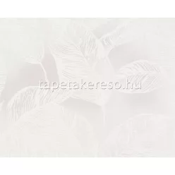   AS Creation Natural Living vlies, vinyl anyagú szürke, fehér színű leveles modern tapéta