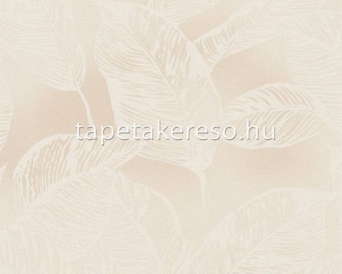 AS Creation Natural Living vlies, vinyl anyagú beige, fehér színű leveles modern tapéta