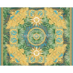   AS Creation Versace 5 vinyl, vlies anyagú kék, arany, zöld, barna színű kazettás, barokk, versace modern tapéta
