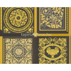   AS Creation Versace 5 vinyl, vlies anyagú fekete, arany színű kazettás, barokk, versace modern tapéta