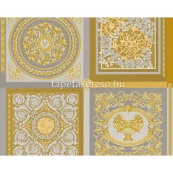   AS Creation Versace 5 vinyl, vlies anyagú szürke, arany színű kazettás, barokk, versace modern tapéta