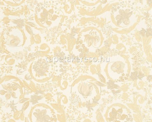 AS Creation Versace 5 vinyl, vlies anyagú fehér, beige, csillámos színű virágos, barokk modern tapéta