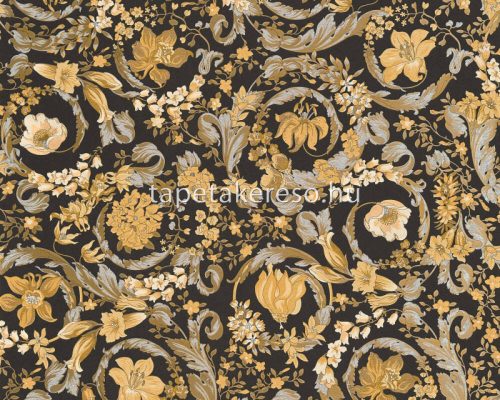 AS Creation Versace 5 vinyl, vlies anyagú fekete, arany, barna, csillámos színű virágos, barokk modern tapéta