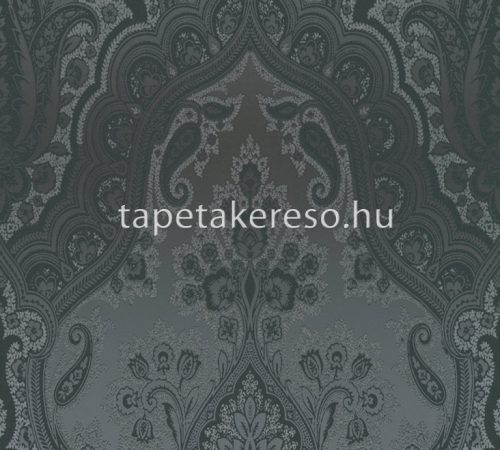 AS Creation Black is Beautiful vlies, vinyl anyagú fekete, csillámos, ezüst színű barokk modern tapéta