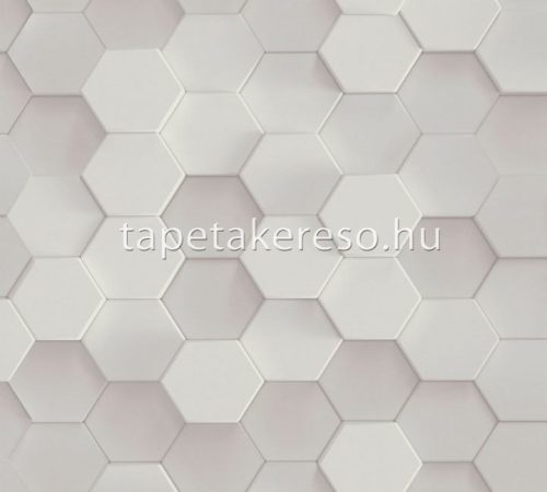 AS Creation Pint Walls vlies, vinyl anyagú fehér, szürke színű sejtminta, geometriai, 3d modern tapéta