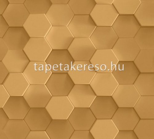 AS Creation Pint Walls vlies, vinyl anyagú arany színű sejtminta, geometriai, 3d modern tapéta