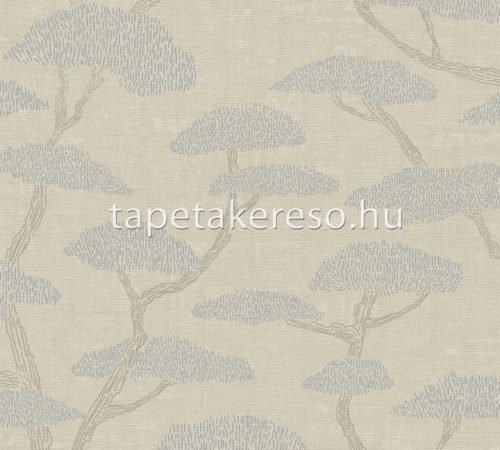 AS Creation Nara vlies, vinyl anyagú barna, kék színű fás, textilhatású modern tapéta