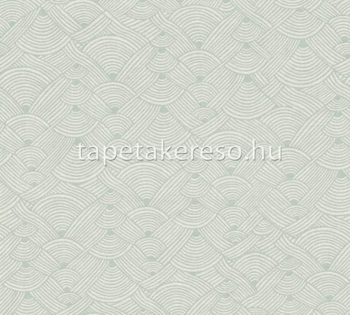 AS Creation Nara vlies, vinyl anyagú fehér, zöld színű geometriai, textilhatású modern tapéta