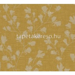   AS Creation Nara vlies, vinyl anyagú mustársárga, barna színű leveles, textilhatású modern tapéta