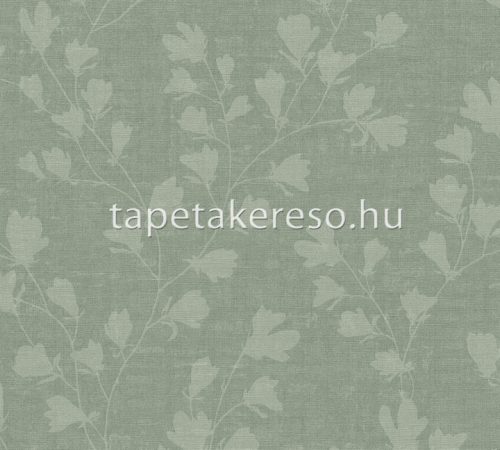 AS Creation Nara vlies, vinyl anyagú zöld színű leveles, textilhatású modern tapéta