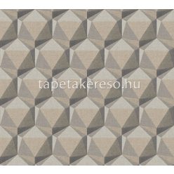   AS Creation Nara vlies, vinyl anyagú barna, szürke színű 3d, geometriai, szövethatású modern tapéta