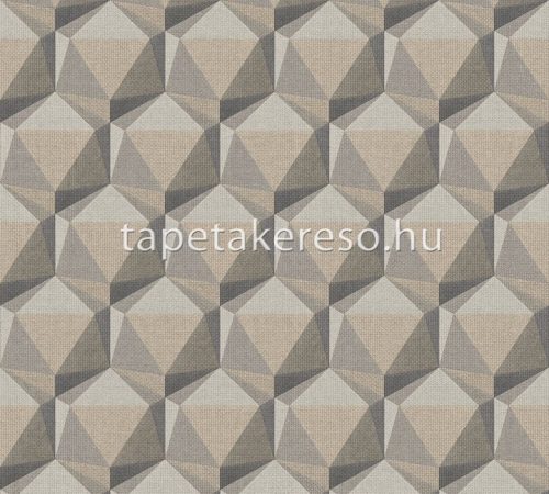 AS Creation Nara vlies, vinyl anyagú barna, szürke színű 3d, geometriai, szövethatású modern tapéta