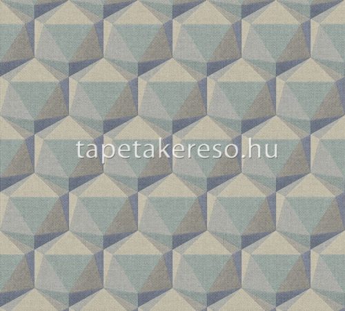 AS Creation Nara vlies, vinyl anyagú kék, szürke, barna, türkiz színű 3d, geometriai, szövethatású modern tapéta