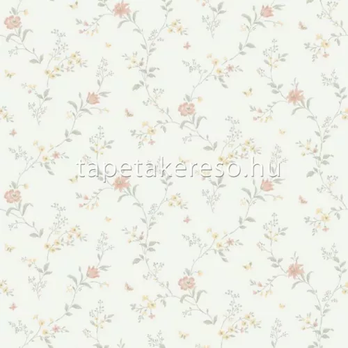 Boras Borosan HEM vlies anyagú fehér, zöld, sárga, barack színű virágos modern, natural tapéta