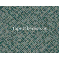   AS Creation Metropolitan Stories Travel Styles vinyl, vlies anyagú zöld, arany színű geometriai, vonalas, foltos modern tapéta