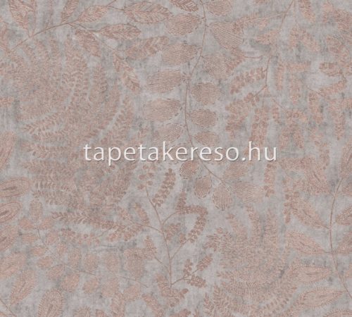 AS Creation BOS-The Battle of Style vlies, vinyl anyagú szürke, rosegold színű leveles modern tapéta