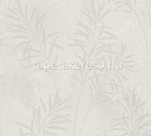 AS Creation Terra vlies, vinyl anyagú törtfehér, beige, szürke színű leveles modern, natural tapéta