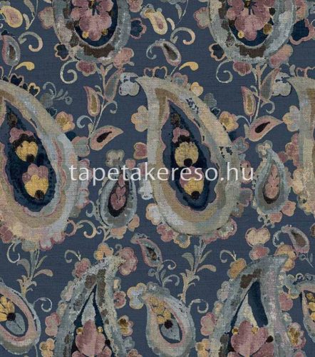 Cristiana Masi Arche vlies, vinyl anyagú kék, barna, arany, zöld, mályva, szürke színű etno, virágos, textilhatású modern tapéta