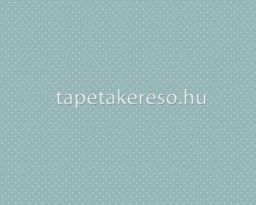 AS Creation Maison Charme vlies, vinyl anyagú türkiz, fehér színű pöttyös, textilhatású romantikus tapéta