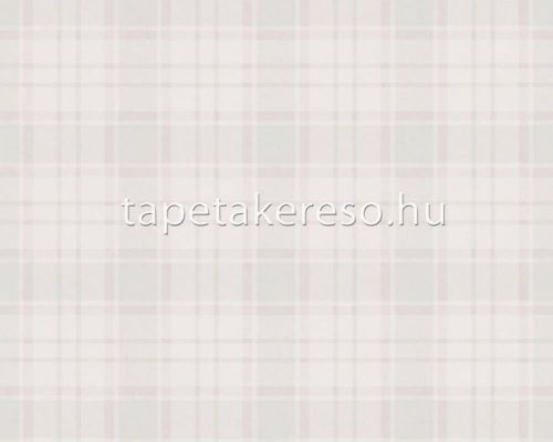 AS Creation Maison Charme vlies, vinyl anyagú fehér, zöld, rózsaszín színű kockás, textilhatású romantikus tapéta