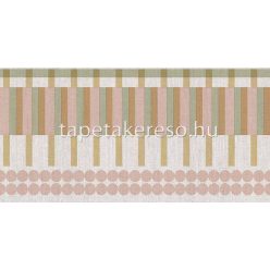   Cristiana Masi Arche vlies, vinyl anyagú beige, zöld, mályva, arany színű geometriai, textilhatású modern bordűr