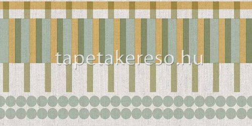 Cristiana Masi Arche vlies, vinyl anyagú zöld, arany, szürke, türkiz színű geometriai, textilhatású modern bordűr