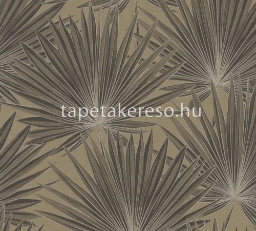 AS Creation Antigua vlies, vinyl anyagú barna színű leveles, textilhatású modern, natural tapéta