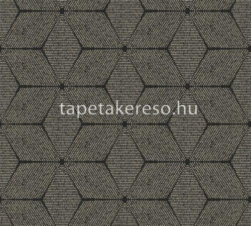 AS Creation Antigua vlies, vinyl anyagú fekete, homok színű geometriai, vonalas, textilhatású modern, natural tapéta