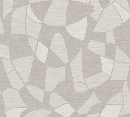AS Creation Antigua vlies, vinyl anyagú szürke, törtfehér színű absztrakt, geometriai, textilhatású modern, natural tapéta