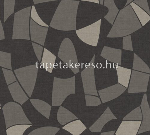 AS Creation Antigua vlies, vinyl anyagú fekete, barna, homok színű absztrakt, geometriai, textilhatású modern, natural tapéta