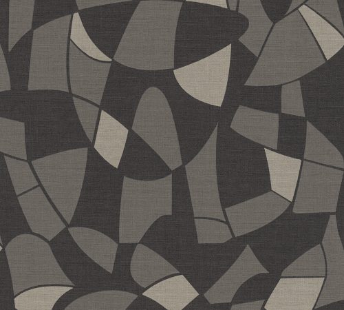 AS Creation Antigua vlies, vinyl anyagú fekete, barna, homok színű absztrakt, geometriai, textilhatású modern, natural tapéta