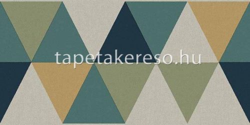 Cristiana Masi Arche vlies, vinyl anyagú kék, zöld, arany, szürke színű geometriai, textilhatású modern bordűr