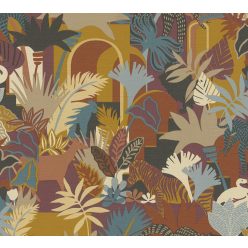   AS Creation Antigua vlies, vinyl anyagú barna, bordó, sárga, kék, fekete színű állatos, növényes, textilhatású modern, natural tapéta