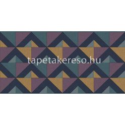   Cristiana Masi Arche vlies, vinyl anyagú kék, arany, lila, türkiz színű geometriai, textilhatású modern bordűr