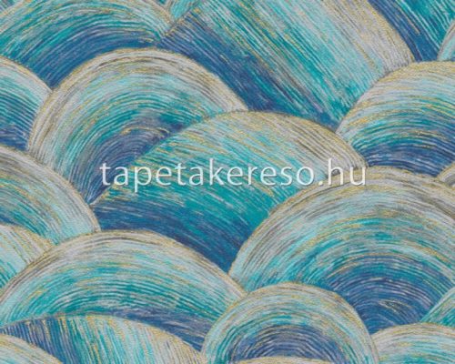 AS Creation Metropolitan Stories Travel Styles vinyl, vlies anyagú kék, türkiz, beige, arany színű absztrakt, pikkelyes modern tapéta